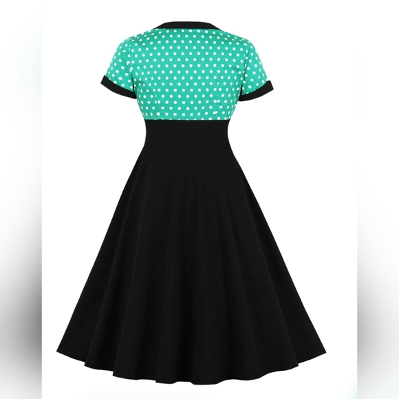Black Polka Dots Swing 1950s Dress - Picture 3 of 6